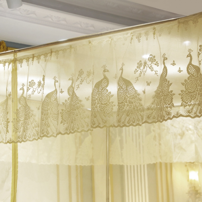 91家纺网 家纺一手货源 找家纺 迷仙巢家纺 2022新款坐床宫廷蚊帐-B10孔雀公主米黄