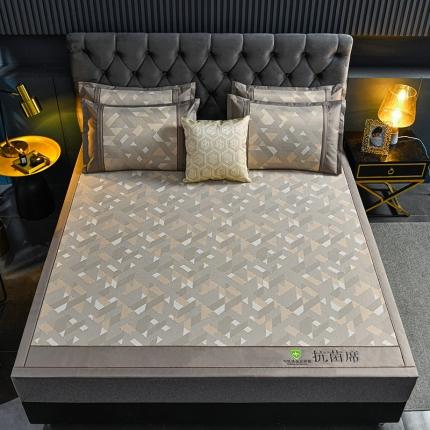 91家纺网 家纺一手货源 找家纺 小牛席业 2021新款可机洗抗菌冰藤席 魔幻方格咖色