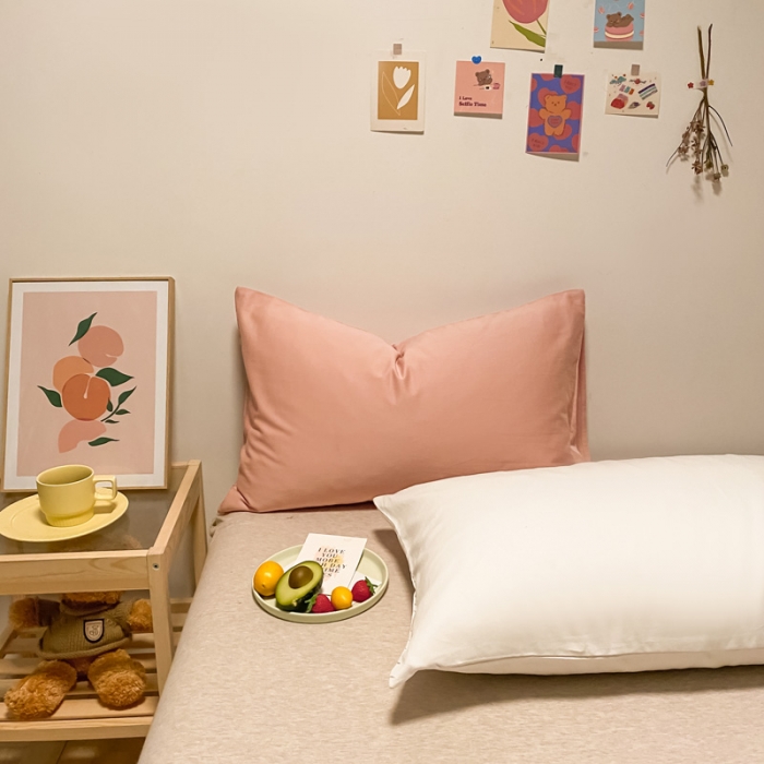 91家纺网 家纺一手货源 找家纺 （总）蓝巢 2021新款全棉水洗棉混搭款枕套一对