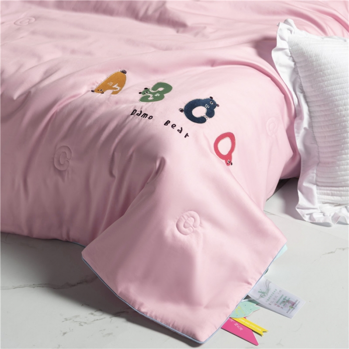 91家纺网 家纺一手货源 找家纺 桂雅居 2021新款ABCD极柔长绒棉儿童小凉被 少女粉