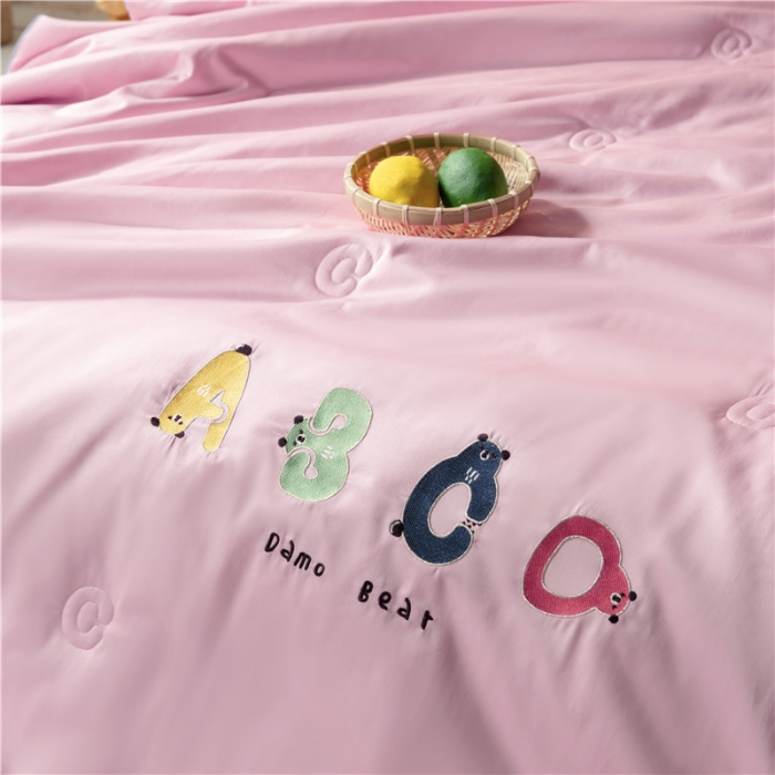 91家纺网 家纺一手货源 找家纺 桂雅居 2021新款ABCD极柔长绒棉儿童小凉被 少女粉