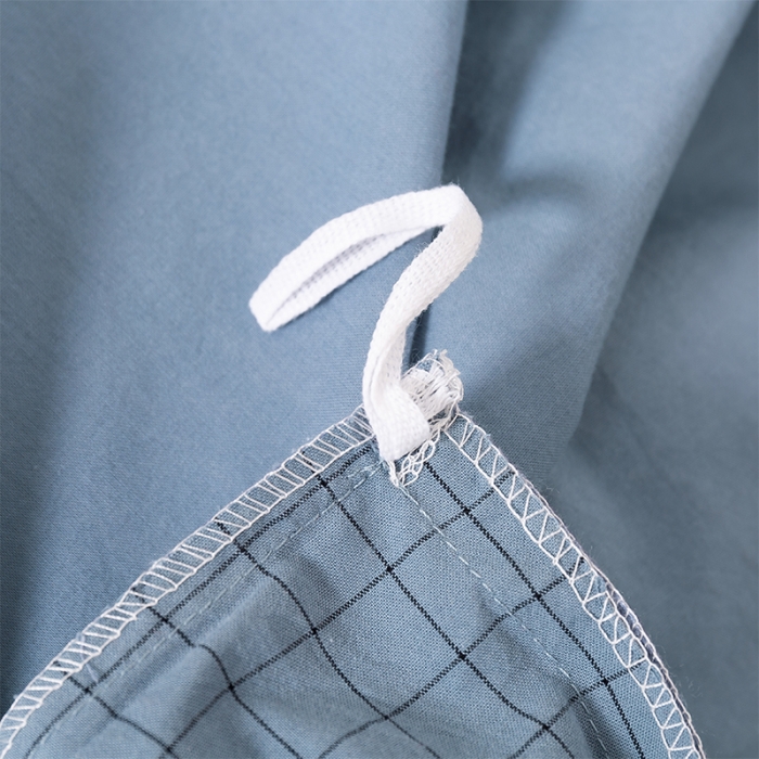 91家纺网 家纺一手货源 找家纺 简色坊 2023新款全棉水洗棉四件套 条格-蓝