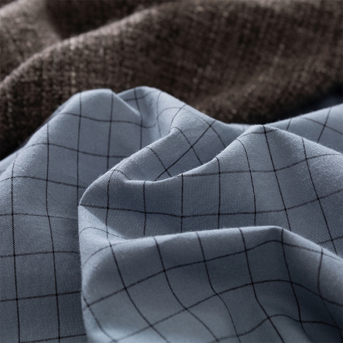 91家纺网 家纺一手货源 找家纺 简色坊 2023新款全棉水洗棉四件套 条格-蓝