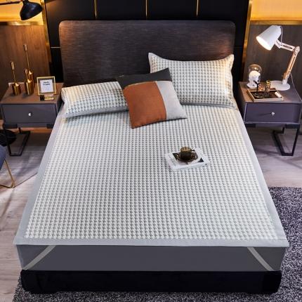 91家纺网 家纺一手货源 找家纺 摩妮卡 2025新款800D提花冰丝凉席凉席千鸟格系列 千鸟格-灰