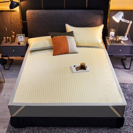 91家纺网 家纺一手货源 找家纺 摩妮卡 2025新款800D提花冰丝凉席凉席千鸟格系列 千鸟格-金