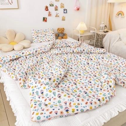 91家纺网 家纺一手货源 找家纺 十九色 2024新款 热卖 ins全棉儿童夏被 花朵朵