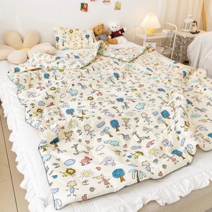 91家纺网 家纺一手货源 找家纺 十九色 2024新款 热卖 ins全棉儿童夏被 开心乐园