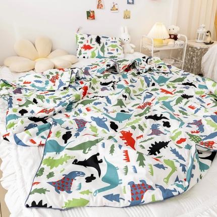 91家纺网 家纺一手货源 找家纺 十九色 2024新款 热卖 ins全棉儿童夏被 森林恐龙