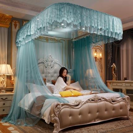 91家纺网 家纺一手货源 找家纺 梦尔佳蚊帐 2021新款导轨款蚊帐-829 四季满园-蓝绿