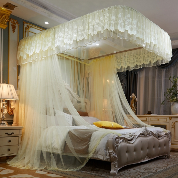 91家纺网 家纺一手货源 找家纺 梦尔佳蚊帐 2021新款导轨款蚊帐-829 四季满园-米色