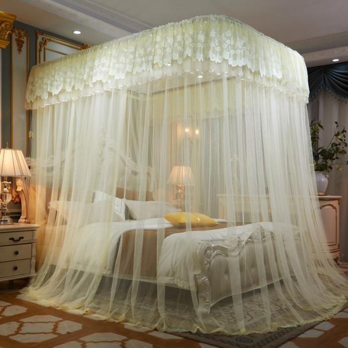 91家纺网 家纺一手货源 找家纺 梦尔佳蚊帐 2021新款导轨款蚊帐-829 四季满园-米色