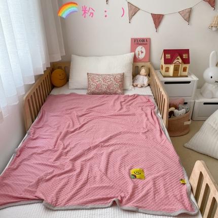 91家纺网 家纺一手货源 找家纺 星期八 2021新款华夫格笑脸毯儿童毯空调毯粉