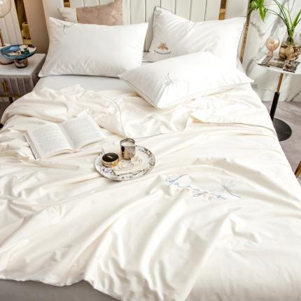 91家纺网 家纺一手货源 找家纺 头等舱2022全棉A类大豆抗菌防螨夏被四件套蜻蜓 蜻蜓白-棚拍图