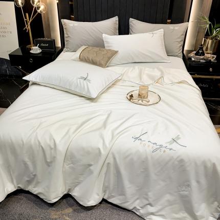 头等舱2022全棉A类大豆抗菌防螨夏被四件套蜻蜓 蜻蜓白-实拍图