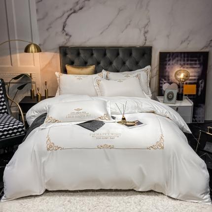 91家纺网 家纺一手货源 找家纺 (总)博纳 2021新双面水洗真丝刺绣四件套-时光