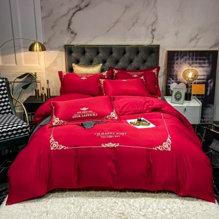 91家纺网 家纺一手货源 找家纺 (总)博纳 2021新双面水洗真丝刺绣四件套-时光