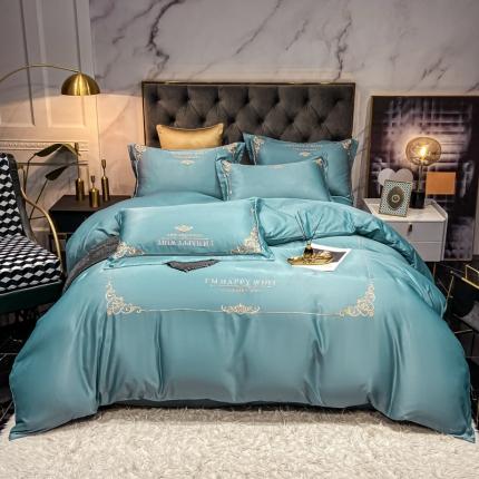 91家纺网 家纺一手货源 找家纺 (总)博纳 2021新双面水洗真丝刺绣四件套-时光