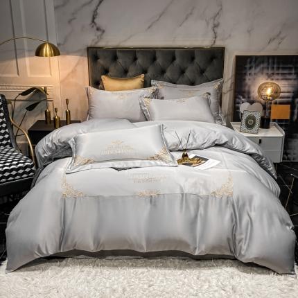 91家纺网 家纺一手货源 找家纺 (总)博纳 2021新双面水洗真丝刺绣四件套-时光