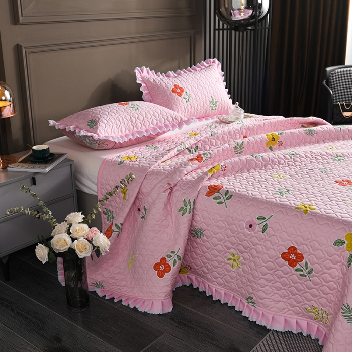 91家纺网 家纺一手货源 找家纺 冬然家纺 2021新款纯棉床盖 春之语