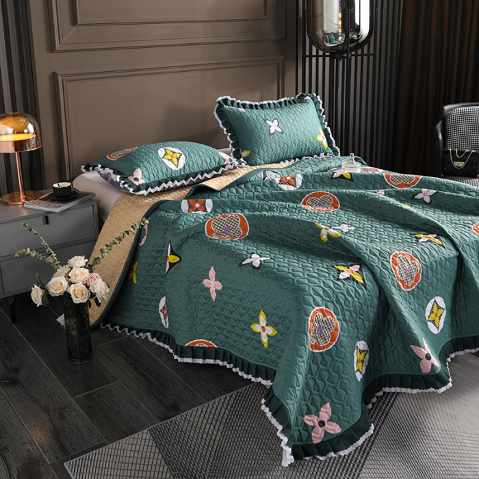 91家纺网 家纺一手货源 找家纺 冬然家纺 2021新款纯棉床盖 伊甸园