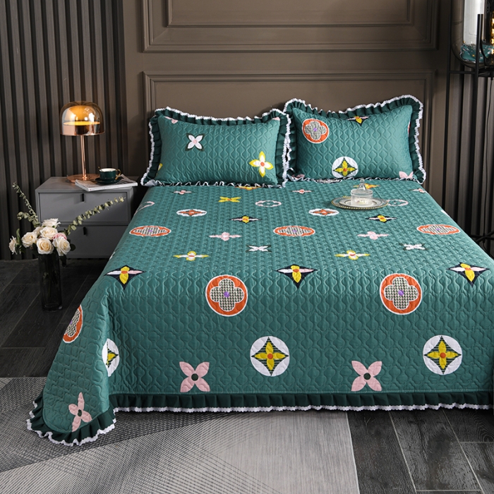 91家纺网 家纺一手货源 找家纺 冬然家纺 2021新款纯棉床盖 伊甸园