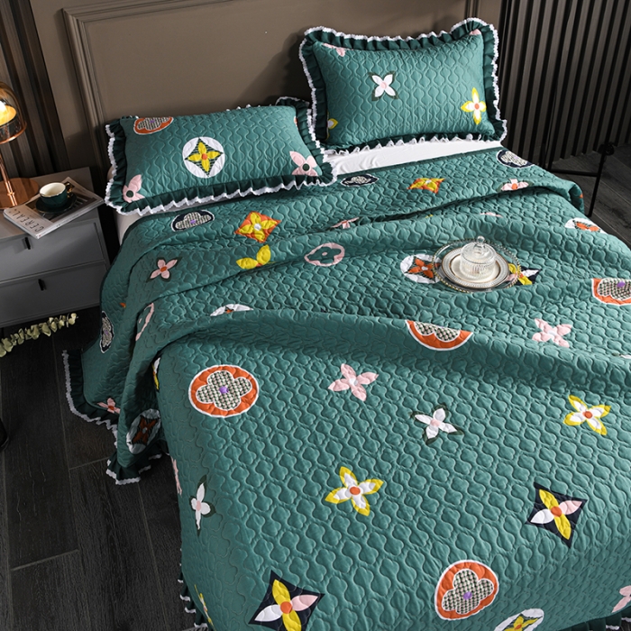 91家纺网 家纺一手货源 找家纺 冬然家纺 2021新款纯棉床盖 伊甸园