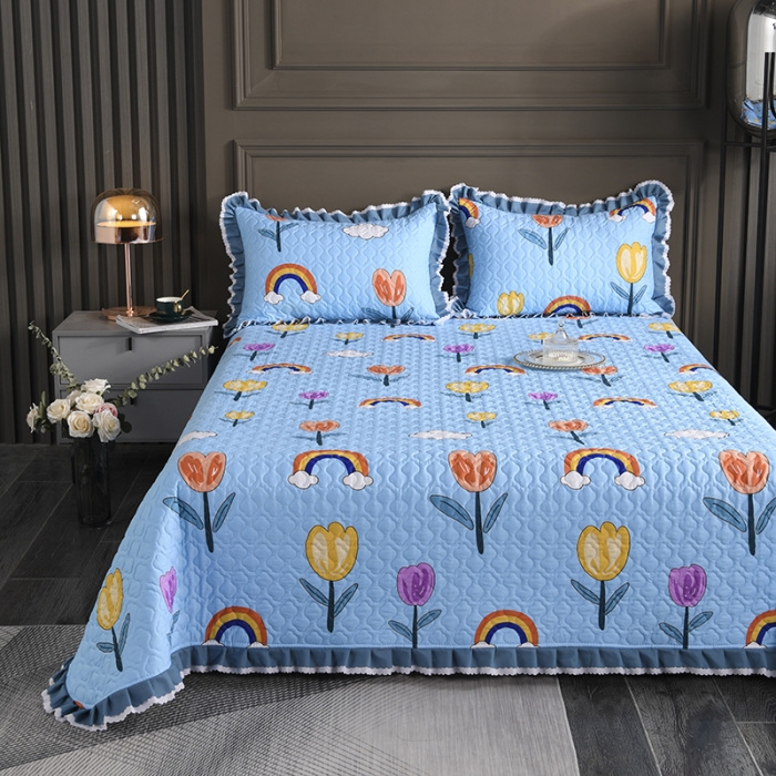 91家纺网 家纺一手货源 找家纺 冬然家纺 2021新款纯棉床盖 郁金香