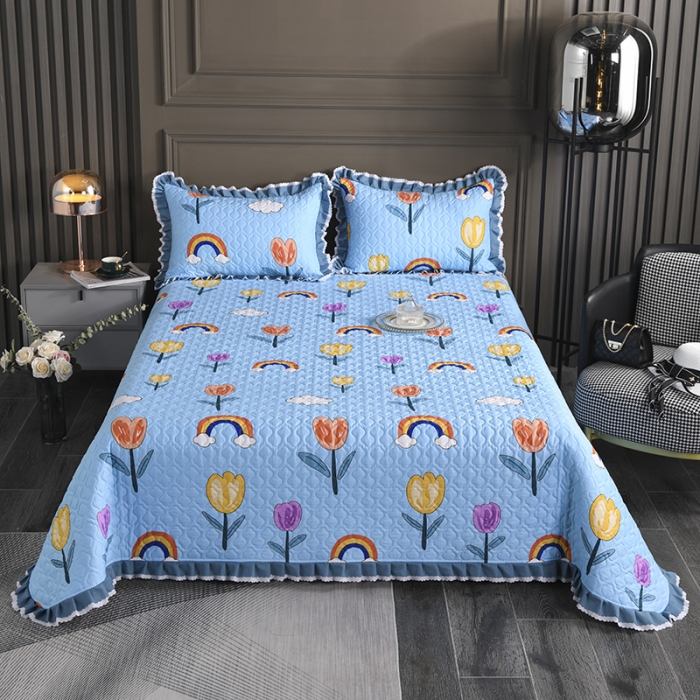 91家纺网 家纺一手货源 找家纺 冬然家纺 2021新款纯棉床盖 郁金香