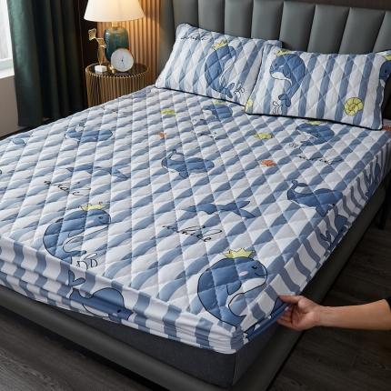 91家纺网 家纺一手货源 找家纺 迪乐妮 水洗棉防水夹棉床笠 富贵花床笠款-灰色