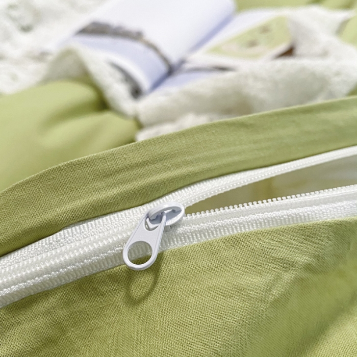 91家纺网 家纺一手货源 找家纺 蓝巢2021新款全棉水洗棉混搭款四件套实拍图 混搭-抹茶绿