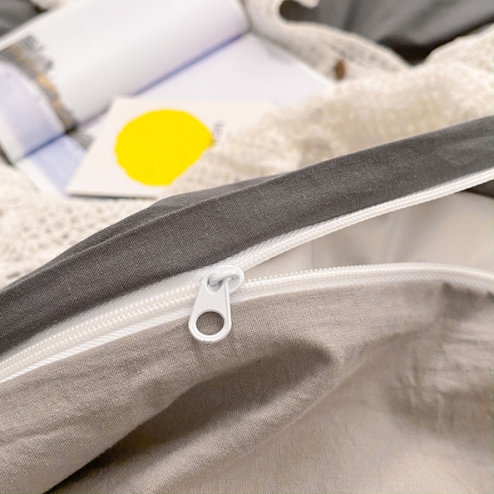 91家纺网 家纺一手货源 找家纺 蓝巢2021新款全棉水洗棉混搭款四件套实拍图 混搭-深灰浅灰