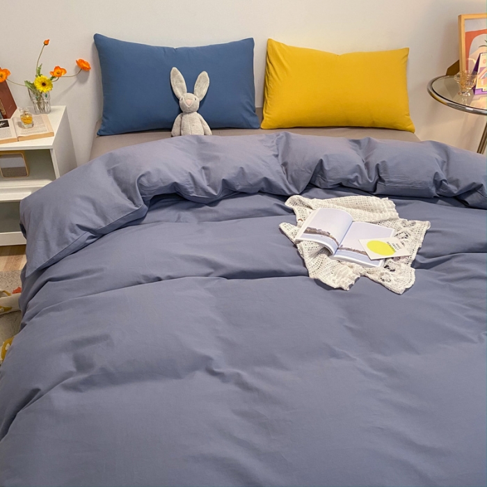 91家纺网 家纺一手货源 找家纺 蓝巢2021新款全棉水洗棉混搭款四件套实拍图 混搭-紫灰