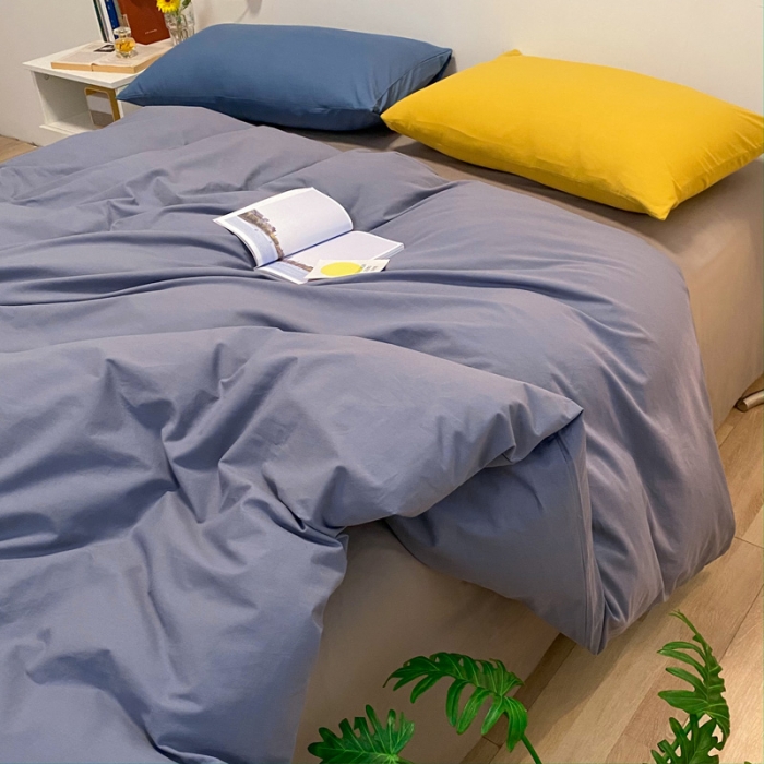 91家纺网 家纺一手货源 找家纺 蓝巢2021新款全棉水洗棉混搭款四件套实拍图 混搭-紫灰