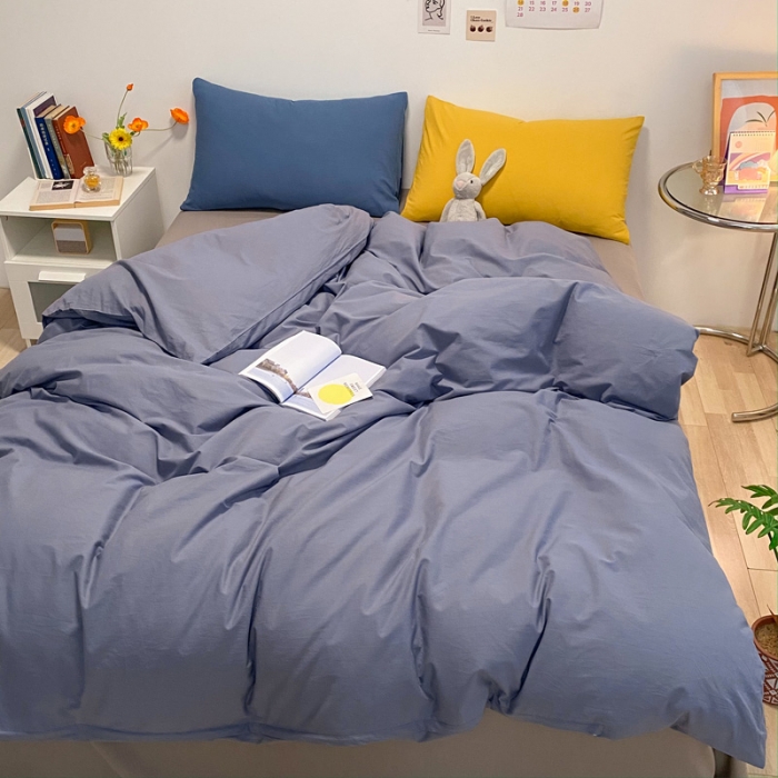 91家纺网 家纺一手货源 找家纺 蓝巢2021新款全棉水洗棉混搭款四件套实拍图 混搭-紫灰