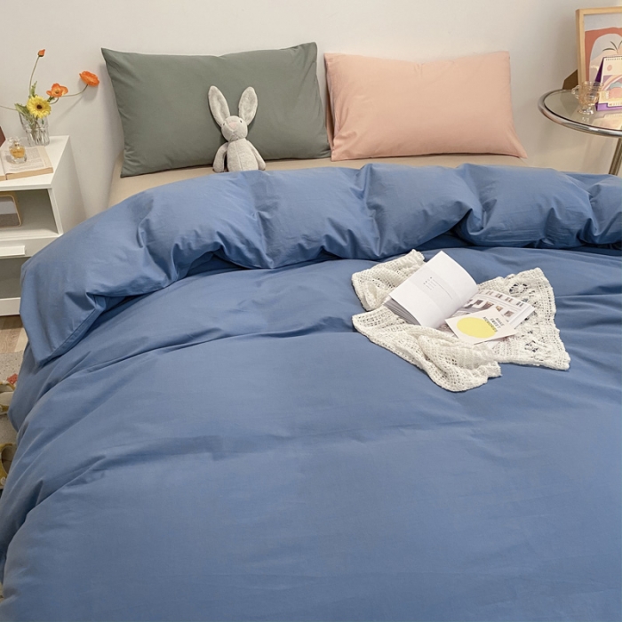 91家纺网 家纺一手货源 找家纺 蓝巢2021新款全棉水洗棉混搭款四件套实拍图 混搭-宾利蓝