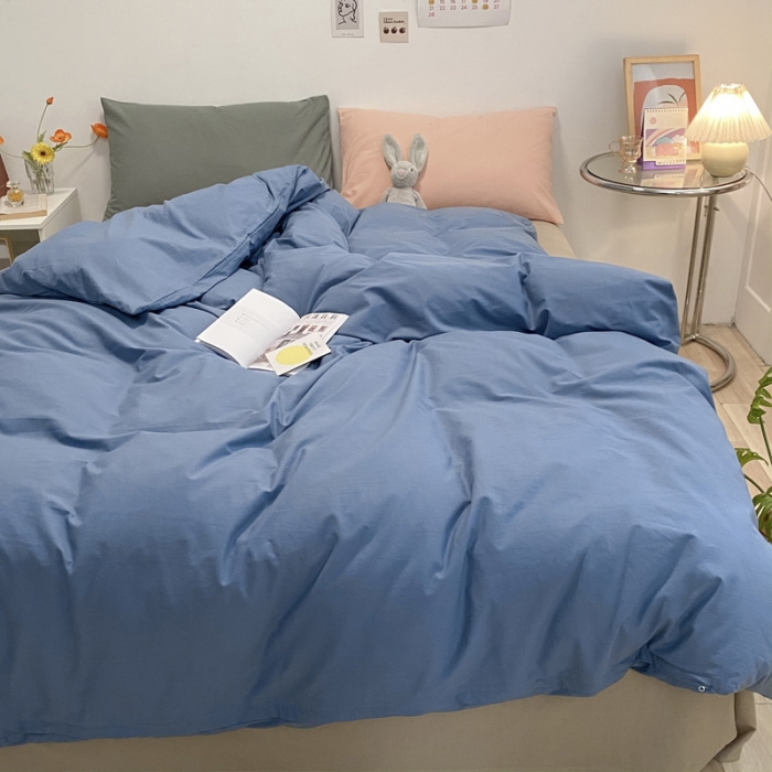 91家纺网 家纺一手货源 找家纺 蓝巢2021新款全棉水洗棉混搭款四件套实拍图 混搭-宾利蓝