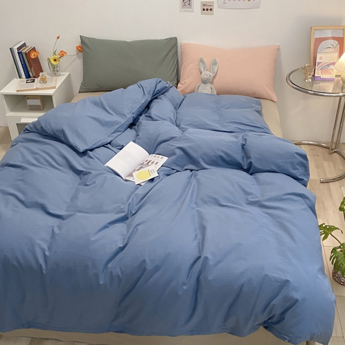 91家纺网 家纺一手货源 找家纺 蓝巢2021新款全棉水洗棉混搭款四件套实拍图 混搭-宾利蓝