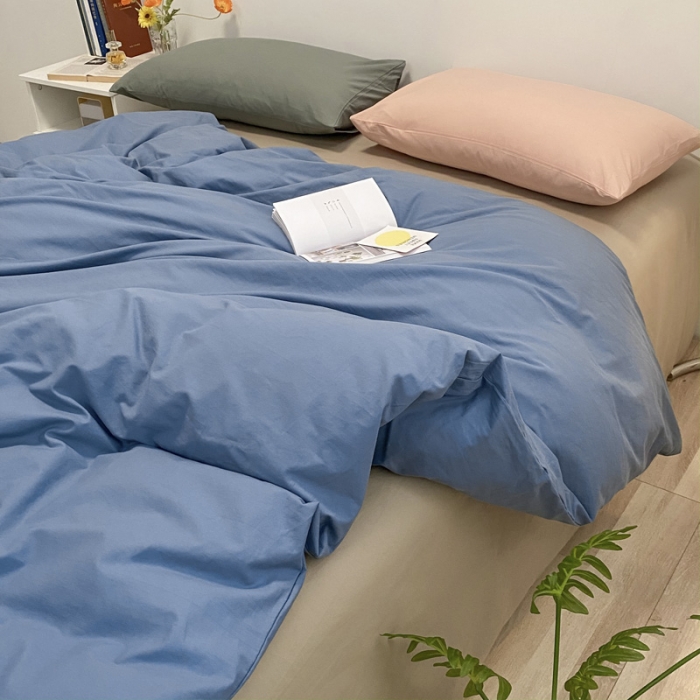 91家纺网 家纺一手货源 找家纺 蓝巢2021新款全棉水洗棉混搭款四件套实拍图 混搭-宾利蓝