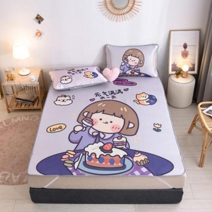 91家纺网 家纺一手货源 找家纺 佰亿莱 2024新款数码冰丝凉席 元气少女