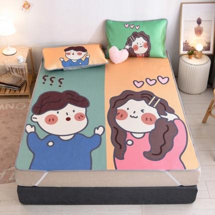 91家纺网 家纺一手货源 找家纺 佰亿莱 2024新款数码冰丝凉席 甜蜜之恋