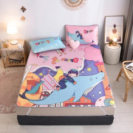 91家纺网 家纺一手货源 找家纺 佰亿莱 2024新款数码冰丝凉席 海深见鲸