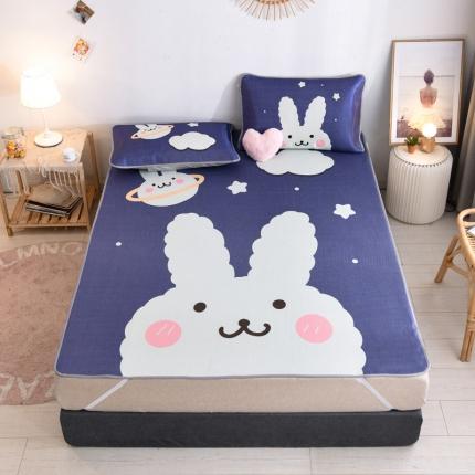 91家纺网 家纺一手货源 找家纺 佰亿莱 2024新款数码冰丝凉席 乖乖兔