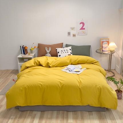 91家纺网 家纺一手货源 找家纺 蓝巢2021新款全棉水洗棉混搭款单被套实拍图 混搭-姜黄