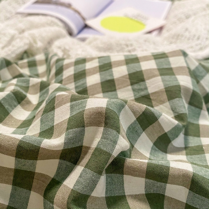 91家纺网 家纺一手货源 找家纺 蓝巢2021新款全棉水洗棉混搭款单被套实拍图 混搭-绿小格