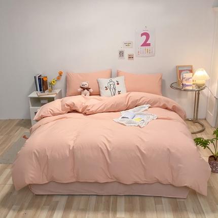 91家纺网 家纺一手货源 找家纺 蓝巢2021新款全棉水洗棉混搭款单被套实拍图 混搭-素浅粉