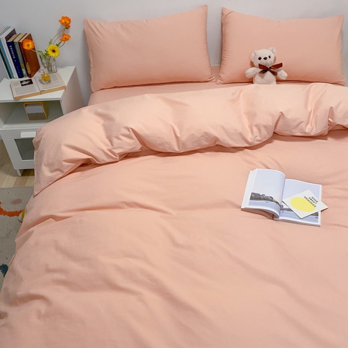 91家纺网 家纺一手货源 找家纺 蓝巢2021新款全棉水洗棉混搭款单被套实拍图 混搭-素浅粉