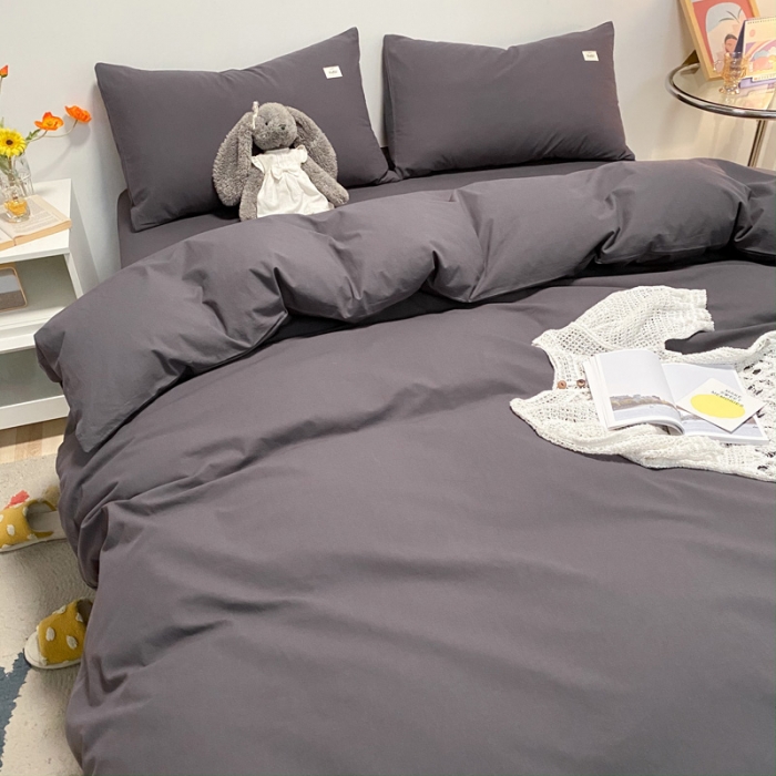 91家纺网 家纺一手货源 找家纺 蓝巢2021新款全棉水洗棉混搭款单被套实拍图 混搭-素深灰