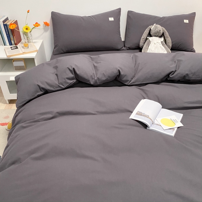 91家纺网 家纺一手货源 找家纺 蓝巢2021新款全棉水洗棉混搭款单被套实拍图 混搭-素深灰