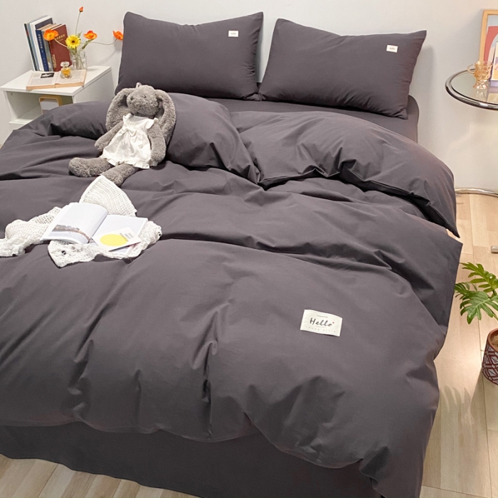 91家纺网 家纺一手货源 找家纺 蓝巢2021新款全棉水洗棉混搭款单被套实拍图 混搭-素深灰
