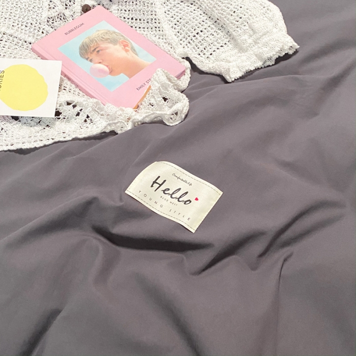 91家纺网 家纺一手货源 找家纺 蓝巢2021新款全棉水洗棉混搭款单被套实拍图 混搭-素深灰